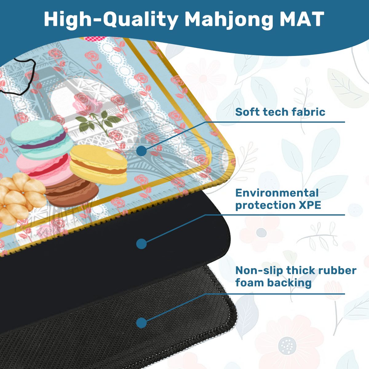 The French Patisserie Mahjong Mat 33"x33" (Ship Rolled up) - Splash of Color Co.
