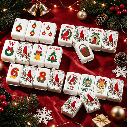 Cardinal Christmas Nostalgic Memories Mahjong Engraved Tiles And Carry Case