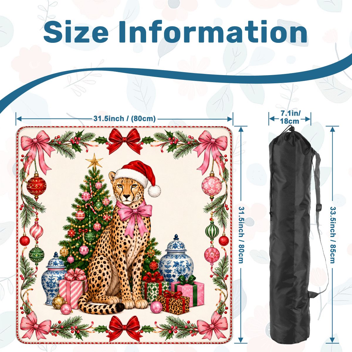 Leopard Luxe Holiday Collection Mahjong Christmas Mat - Splash Of Mahj And Color Co.