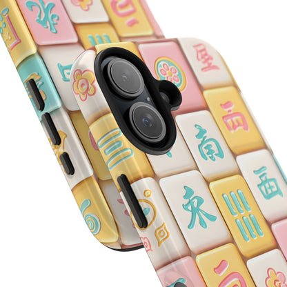 Pastel Mahjong Tile Phone Case | Cute Asian Game Pattern, Durable Protective Case - Splash of Color Co.