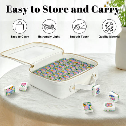 Sunny Citrus Pastel Asian Chinoiserie American Mahjong Tiles And Carry Case