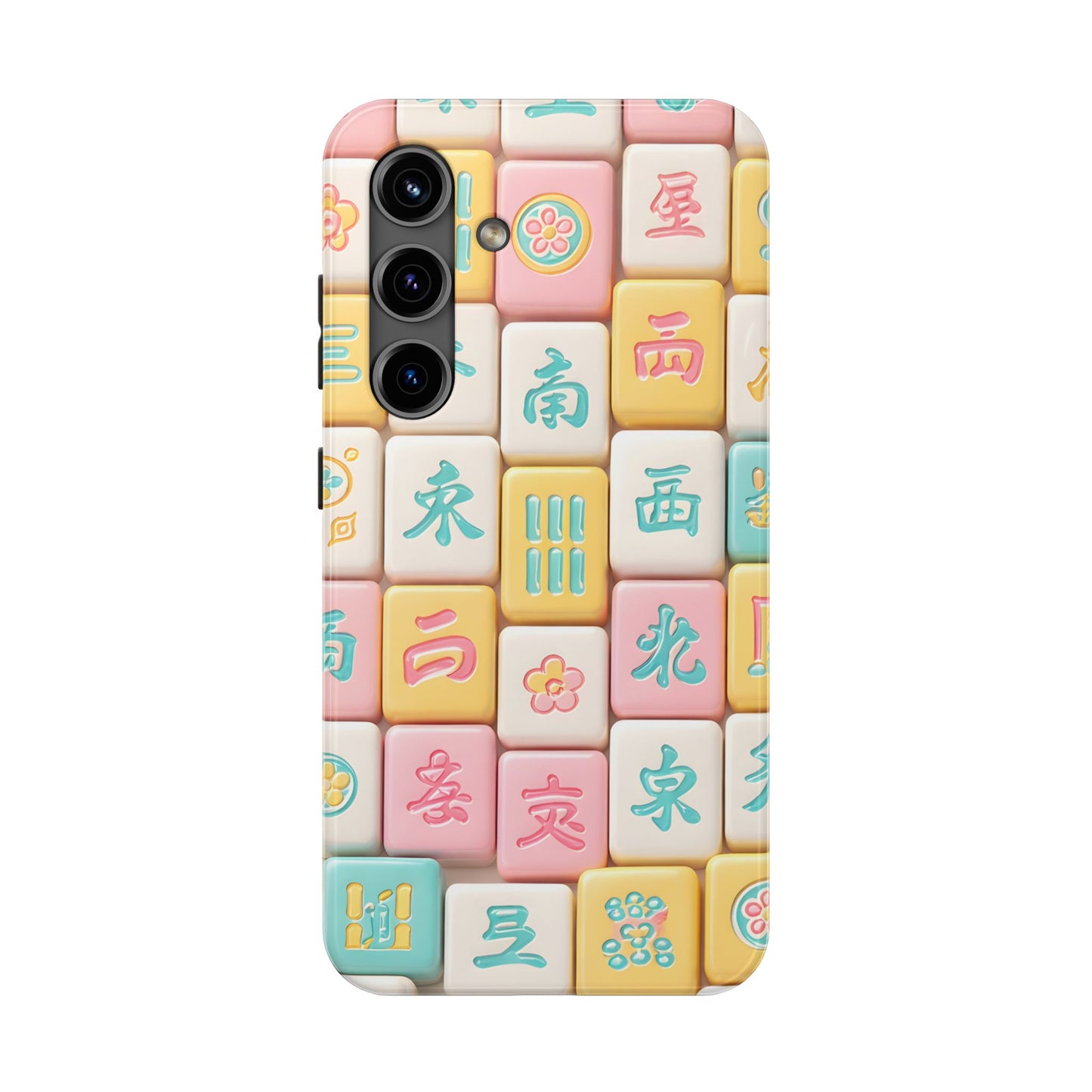 Pastel Mahjong Tile Phone Case | Cute Asian Game Pattern, Durable Protective Case - Splash of Color Co.