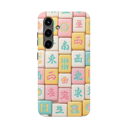 Pastel Mahjong Tile Phone Case | Cute Asian Game Pattern, Durable Protective Case - Splash of Color Co.