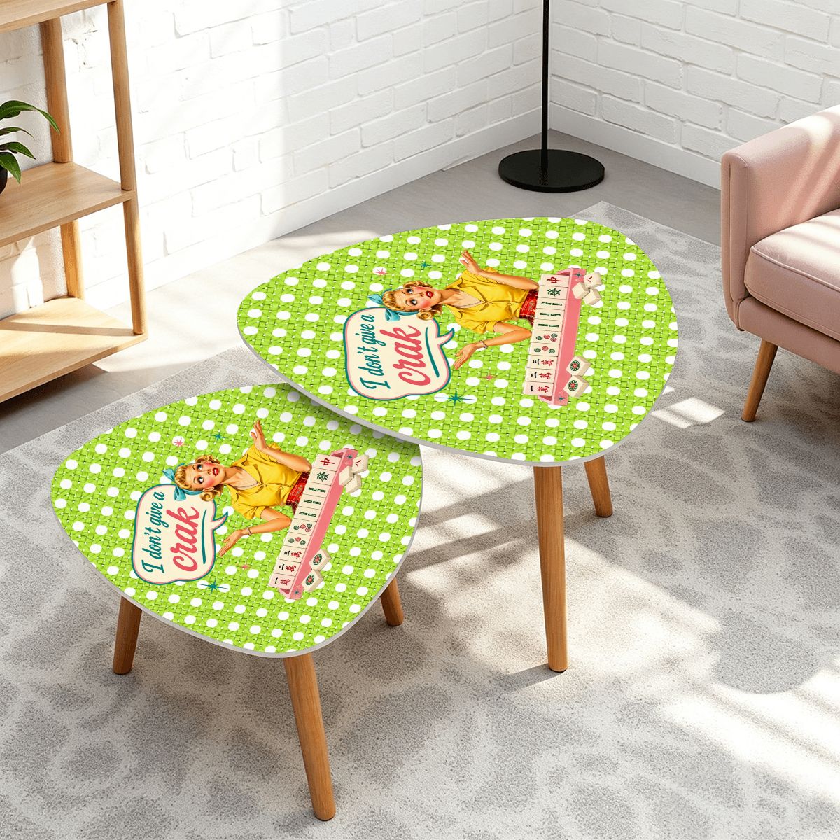 Funny Mahjong Nesting Tables, I Don't Give A Crak - Splash Of Mahj And Color Co.