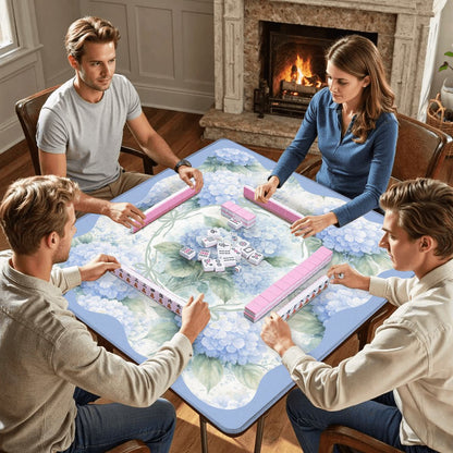 Baby Blue Floral Hydrangea Mahjong Mat - Splash of Color Co.