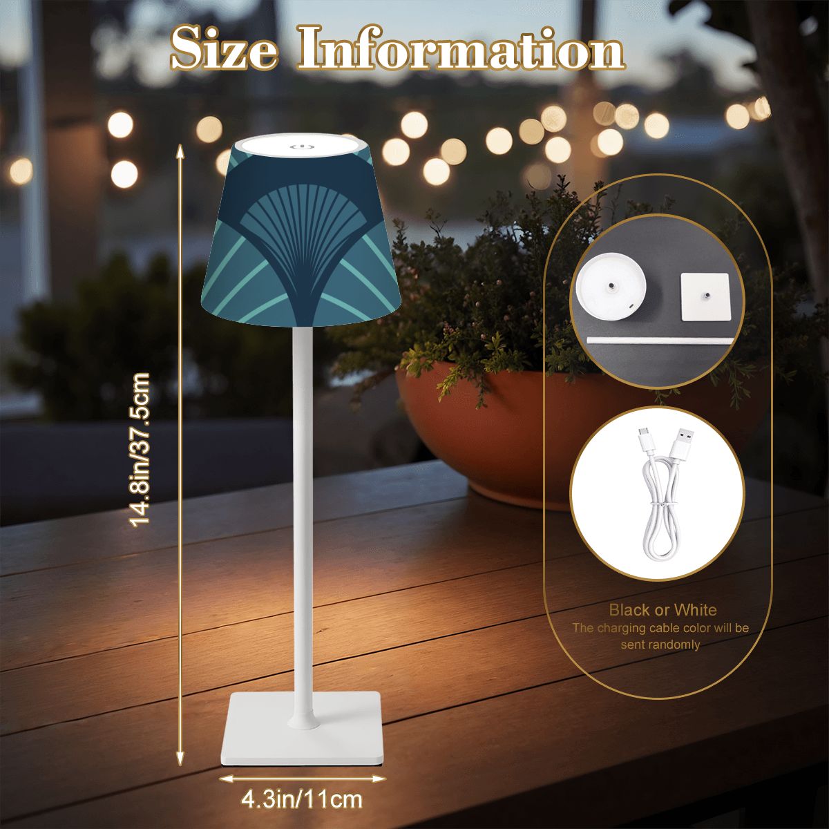 Art Deco Royal Blue LED Mahjong Cordless Table Lamp - Splash of Color Co.