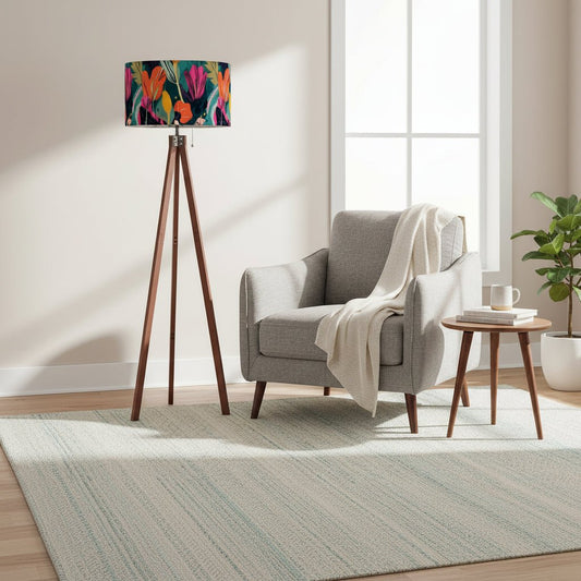Grand Bohemian Modern Tripod Floor Lamp Orange, Teal, Yellow Fuchsia - Splash of Color Co.