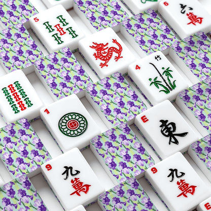 Lavender Luck Iris Flowers American Mahjong Tiles And Carry Case - Splash Of Mahj And Color Co.