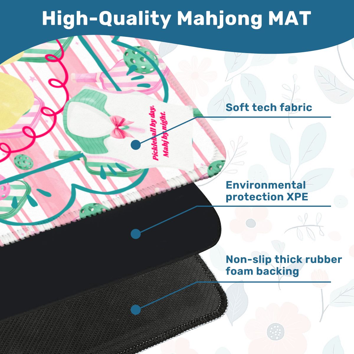 Pickleball By Day, Mahj By Night, Whimsical Fun Mahjong Mat - Splash of Color Co.