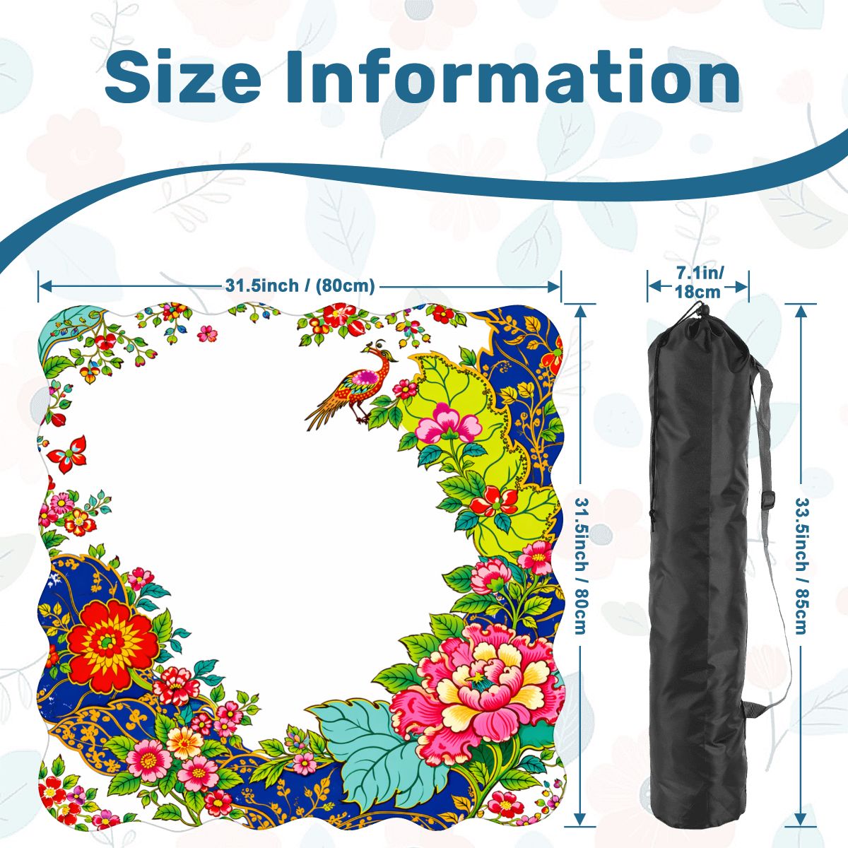 Tobacco Leaf Asian Chinoiserie Floral Scalloped Mahjong Mat - Splash of Color Co.