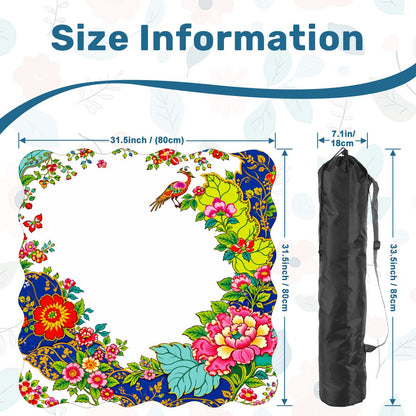Tobacco Leaf Asian Chinoiserie Floral Scalloped Mahjong Mat - Splash of Color Co.
