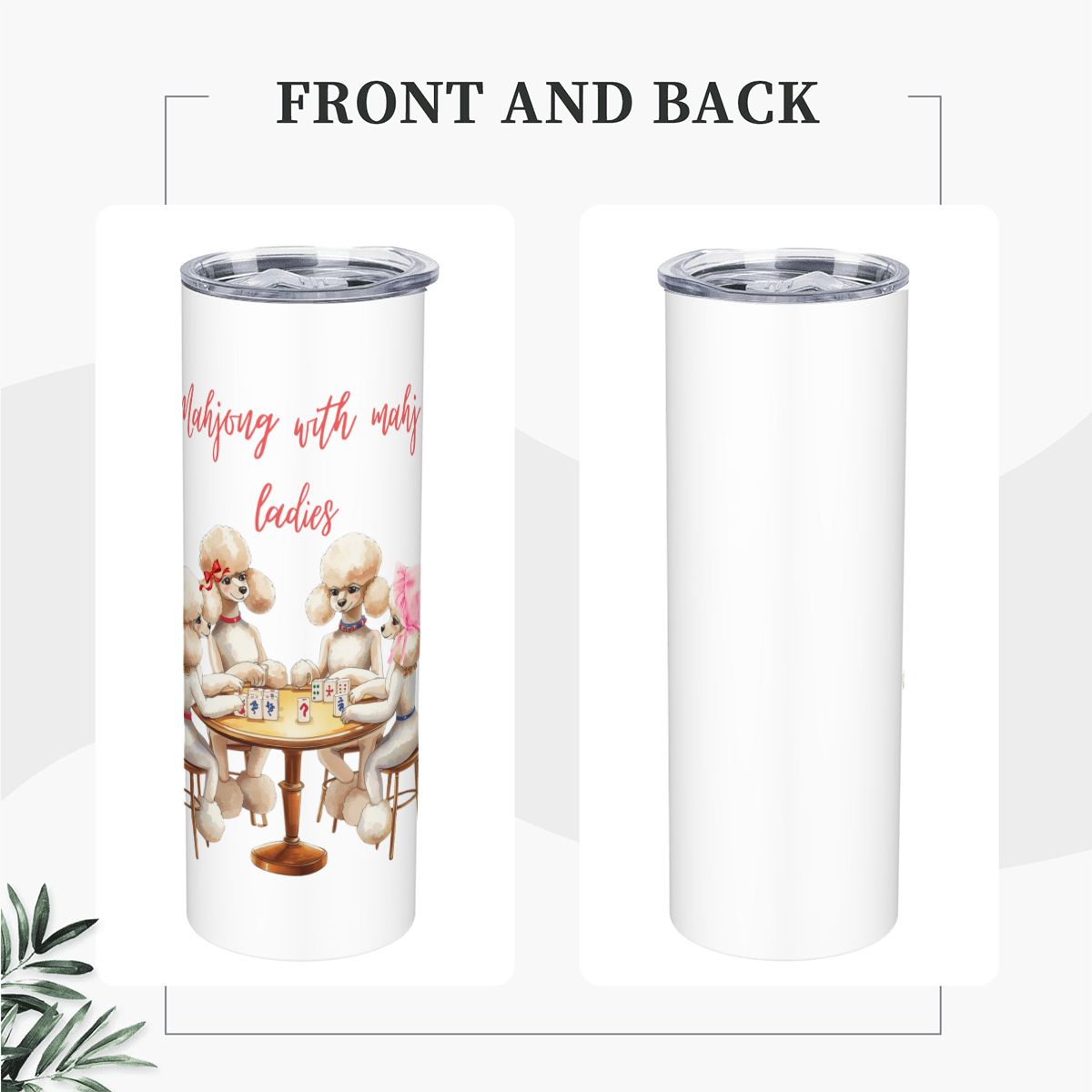 Funny Mahjong Poodle Dogs, Mahjong With Mahj Ladies Tumbler Cup - Splash of Color Co.