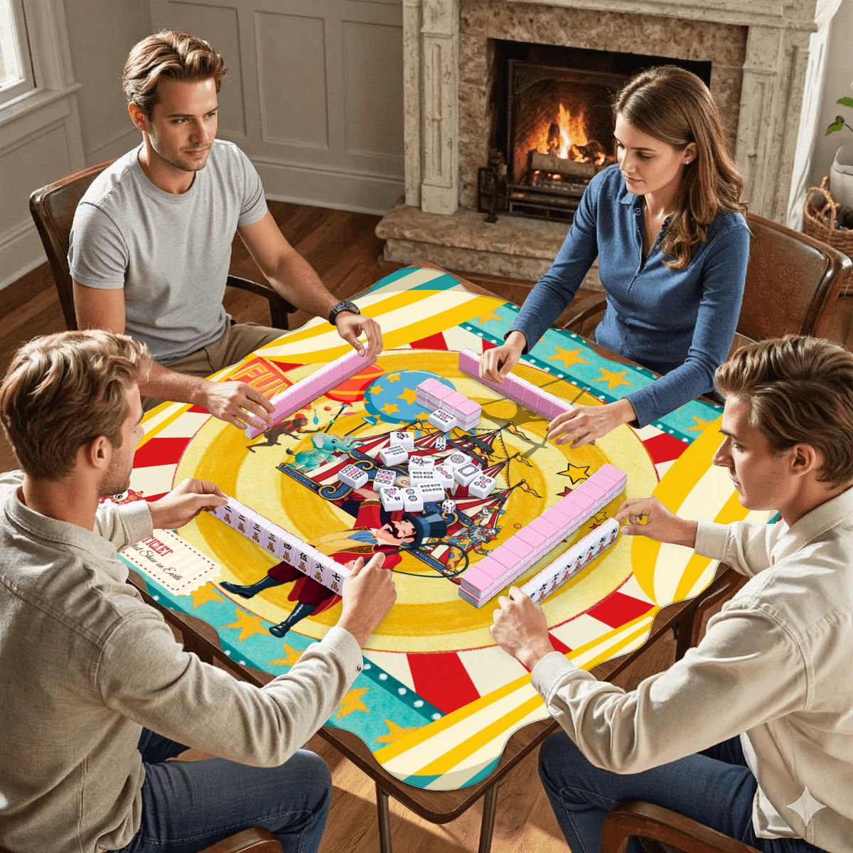 Send in the Clowns Circus Themed Scalloped Mahjong Mat - Splash of Color Co.