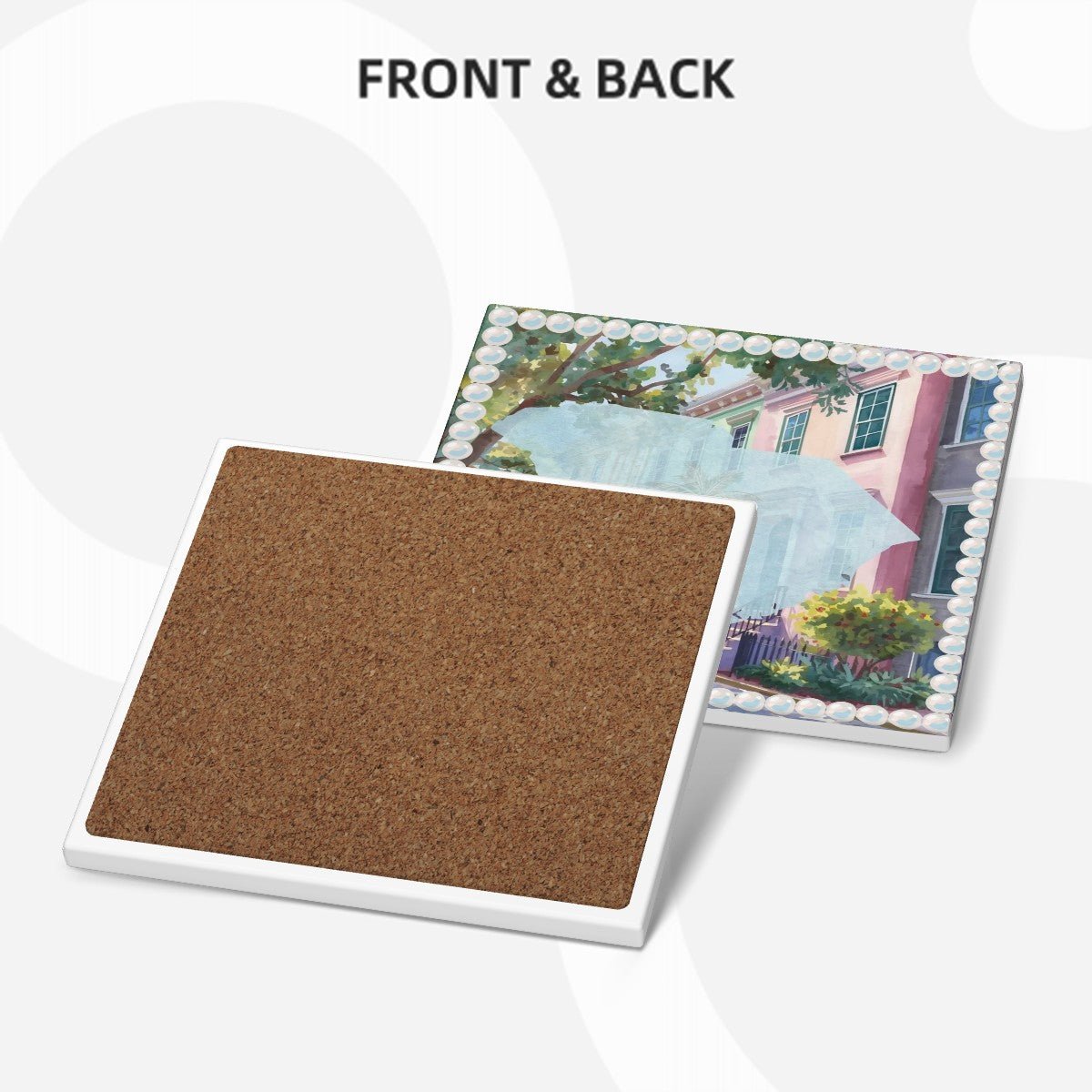 Charleston South Carolina Preppy Rainbow Row Square Ceramic Coasters - Splash of Color Co.