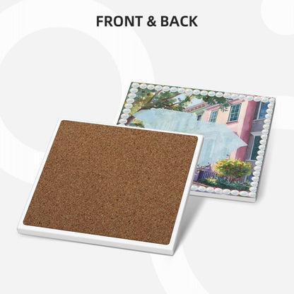 Charleston South Carolina Preppy Rainbow Row Square Ceramic Coasters - Splash of Color Co.