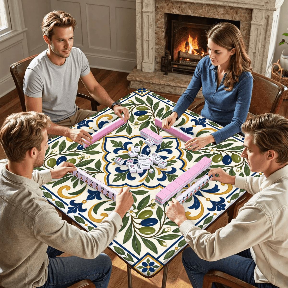 Mediterranean Olive Old World Tuscan Mahjong Mat - Splash Of Mahj And Color Co.