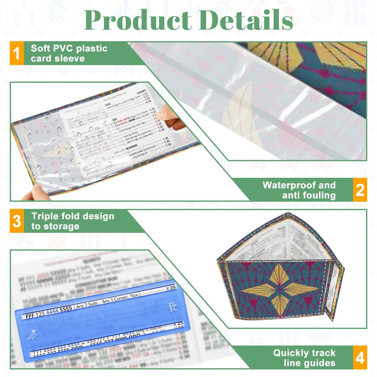 Art Deco Speakeasy Golden Glitz & Berry Blitz 4 Mahjong Card Holder with Line Finder - Splash of Color Co.