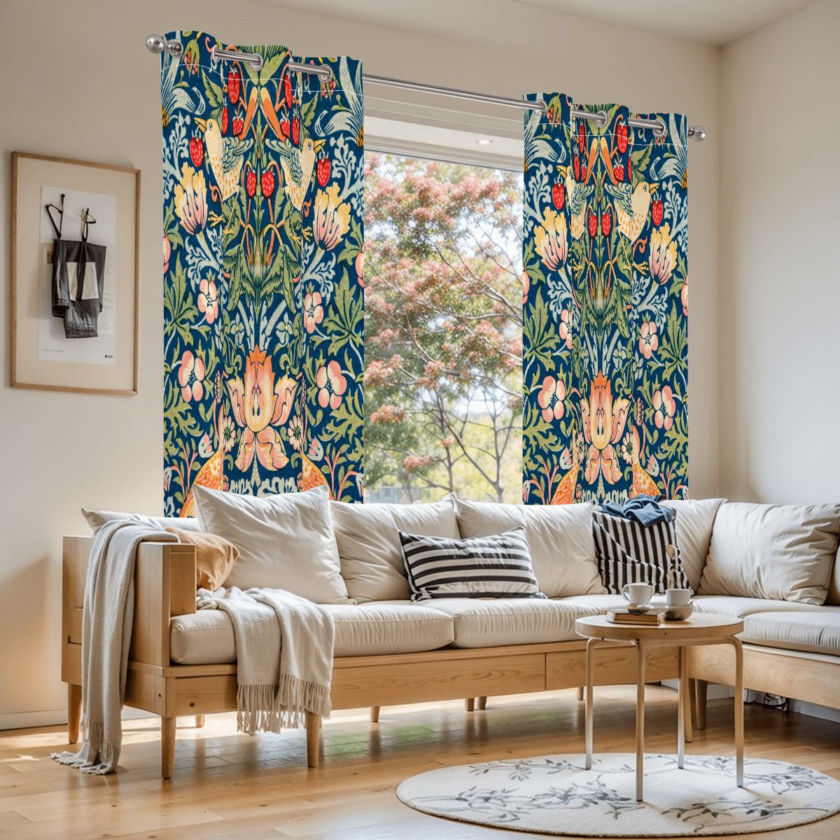 William Morris Inspired Strawberry Thief Black Out Curtains