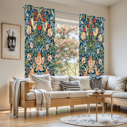 William Morris Inspired Strawberry Thief Black Out Curtains