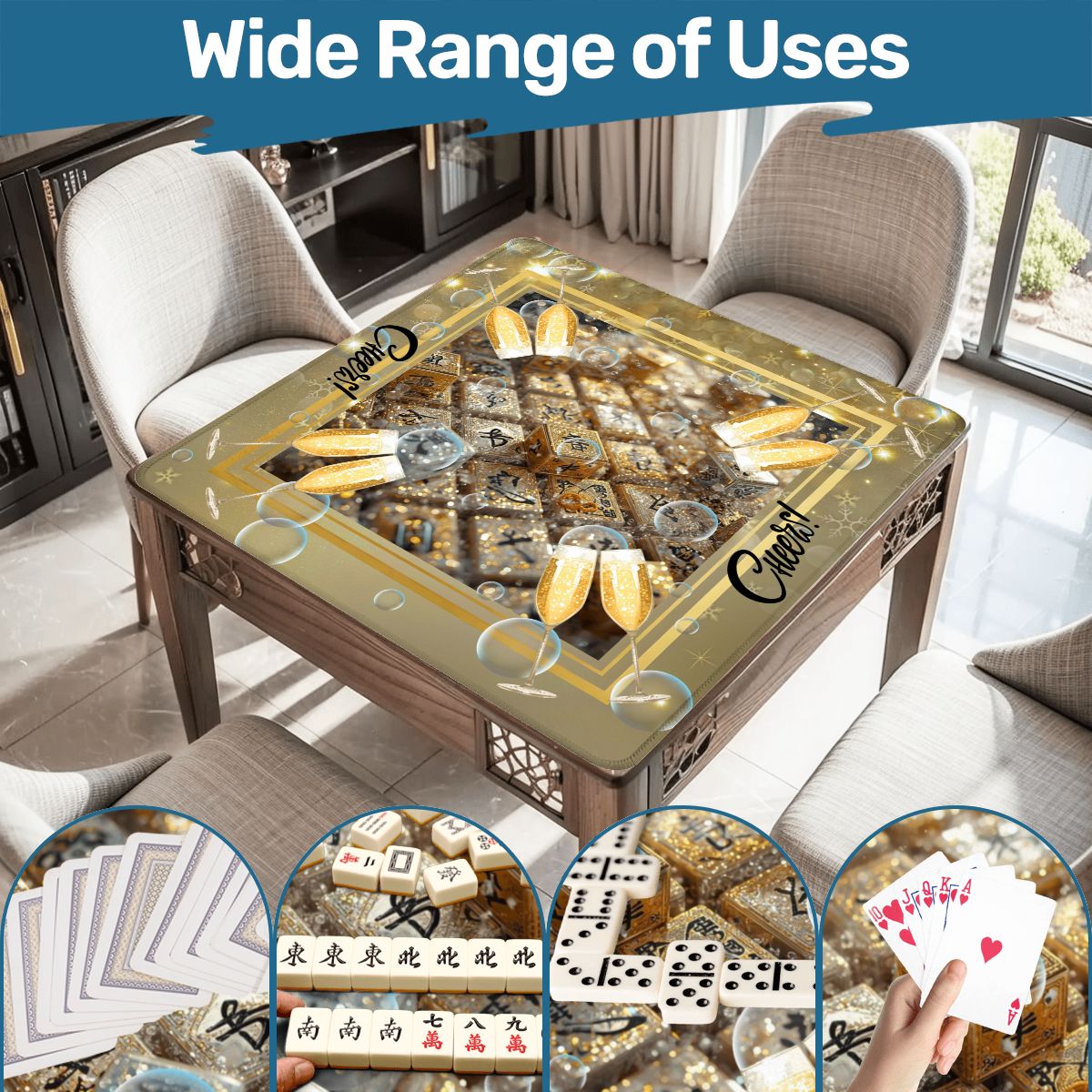 New Year's Eve Mahjong Mat, Glitz Gold - Splash of Color Co.