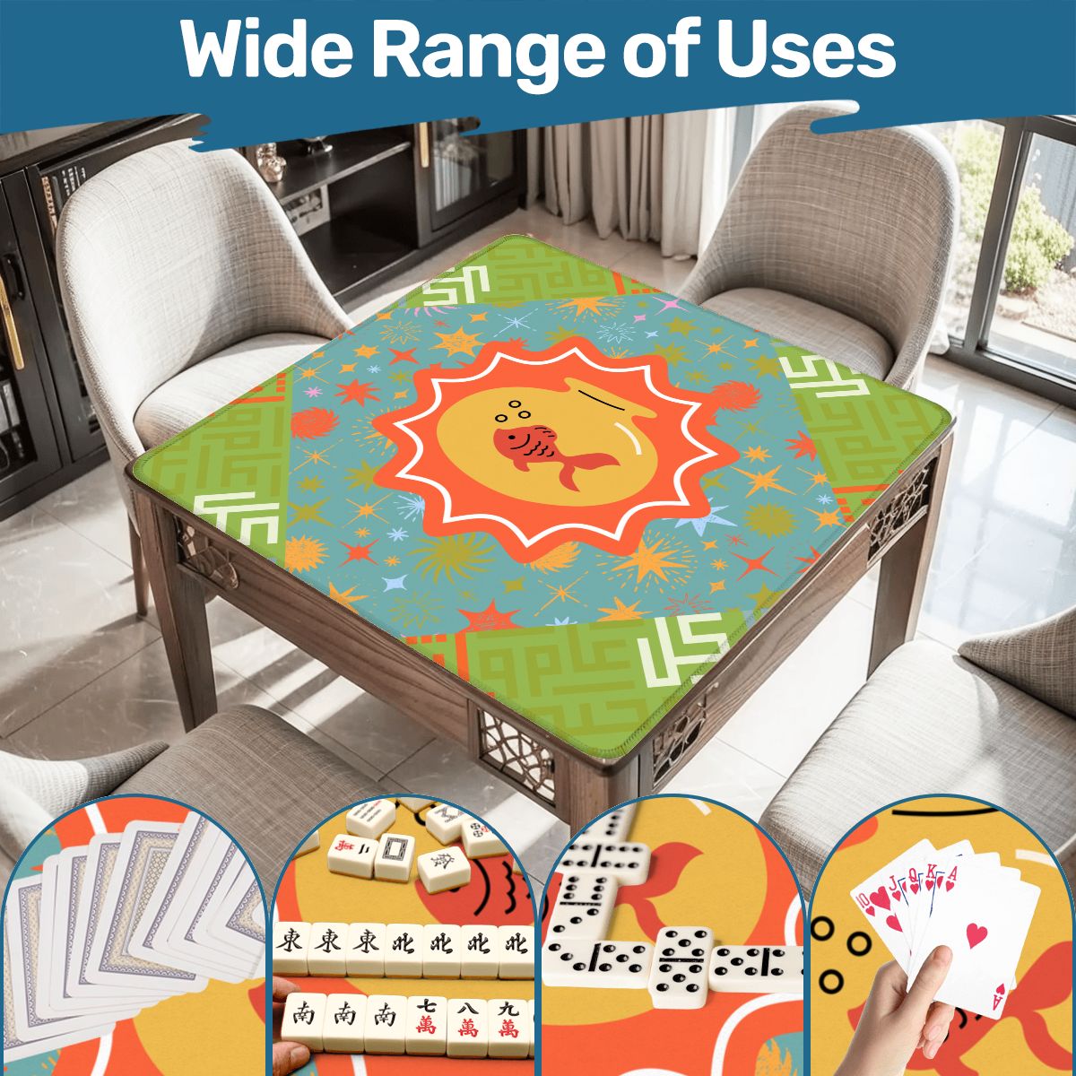 Modern Cosmic Starborne Fish Mahjong Mat - Splash of Color Co.