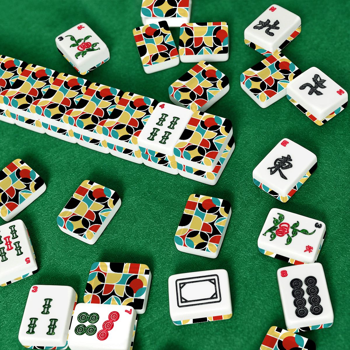 The Modmaxcentric Geometric American Mahjong Tiles And Carry Case - Splash Of Mahj And Color Co.