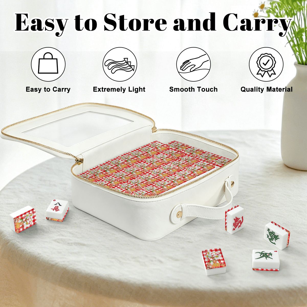 The Real Mahj Wives Red Gingham Nostalgic American Mahjong Tiles And Carry Case - Splash of Color Co.