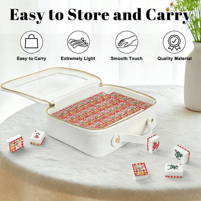 The Real Mahj Wives Red Gingham Nostalgic American Mahjong Tiles And Carry Case - Splash of Color Co.
