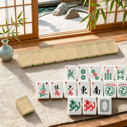 Vintage Cane Back 4 Layer American Mahjong Tiles Set With Carry Case