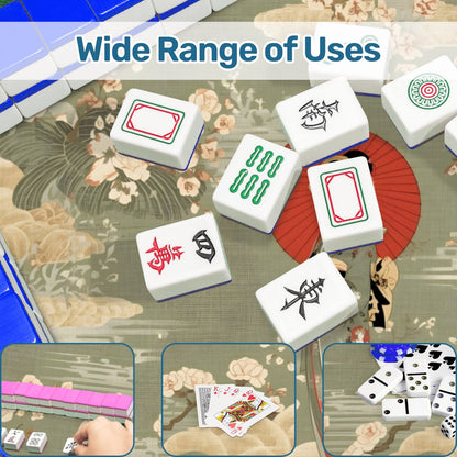 Floral Asian Geisha Girl Scalloped Mahjong Mat - Splash of Color Co.