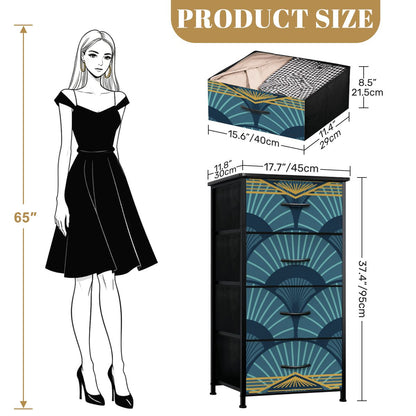 Art Deco Gilded Gold, Royal Blue 4 - Drawer Dresser - Splash of Color Co.