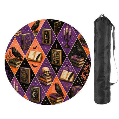 Harlequin Poe Halloween Fall Round Mahjong Mat