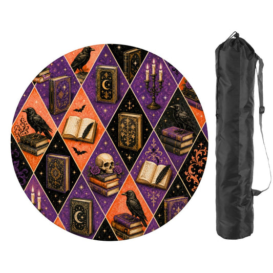 Harlequin Poe Halloween Fall Round Mahjong Mat