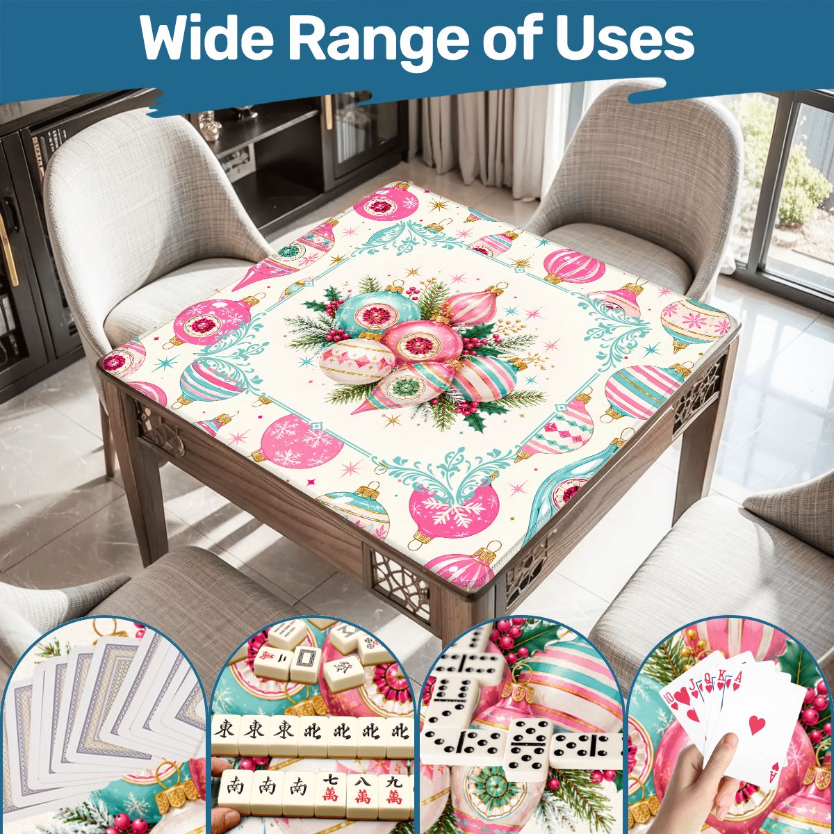 Shiny And Brite Nostalgic Mahjong Christmas Mat - Splash Of Mahj And Color Co.