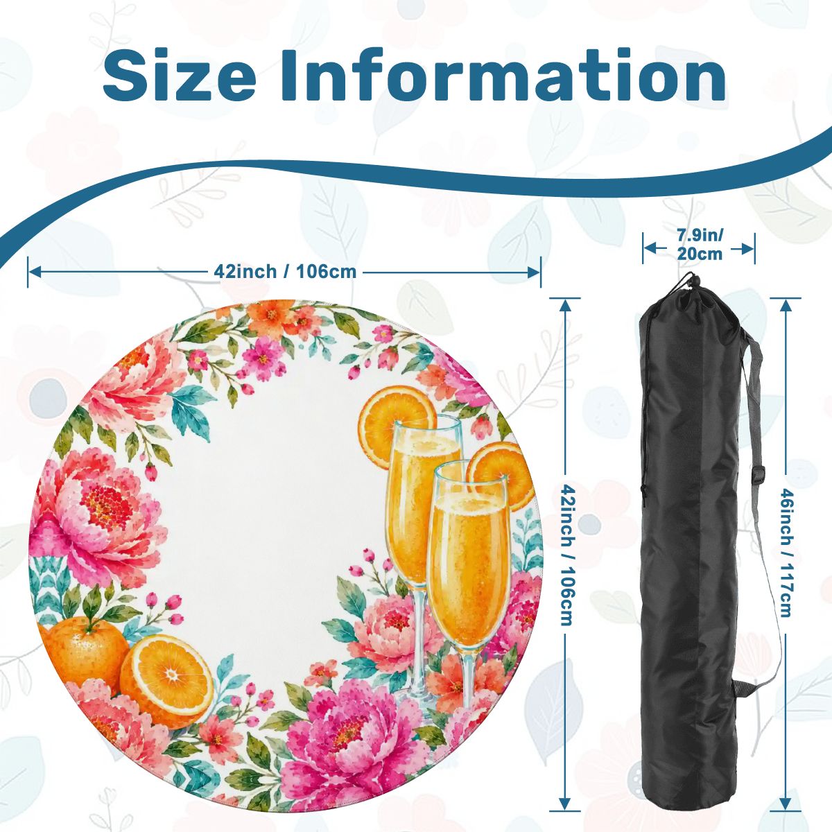 Mahjong And Mimosas Floral Pink, Orange Round Mahjong Mat