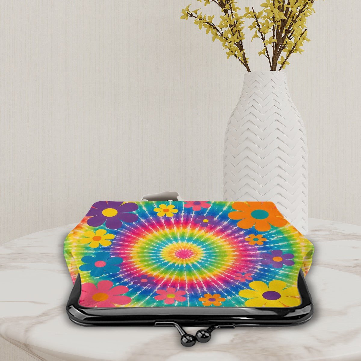 Tie Dye Women's Leather Kiss Lock Coin Purse - Splash Of Mahj And Color Co.