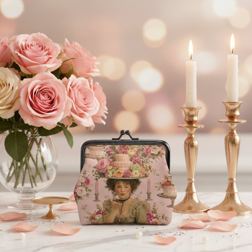 Every Day Is Your Birthday Floral Victorian Women's Leather Kiss Lock Coin Purse - Splash Of Mahj And Color Co.