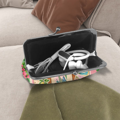 Preppy Traveler Women's Leather Kiss Lock Coin Purse - Splash Of Mahj And Color Co.