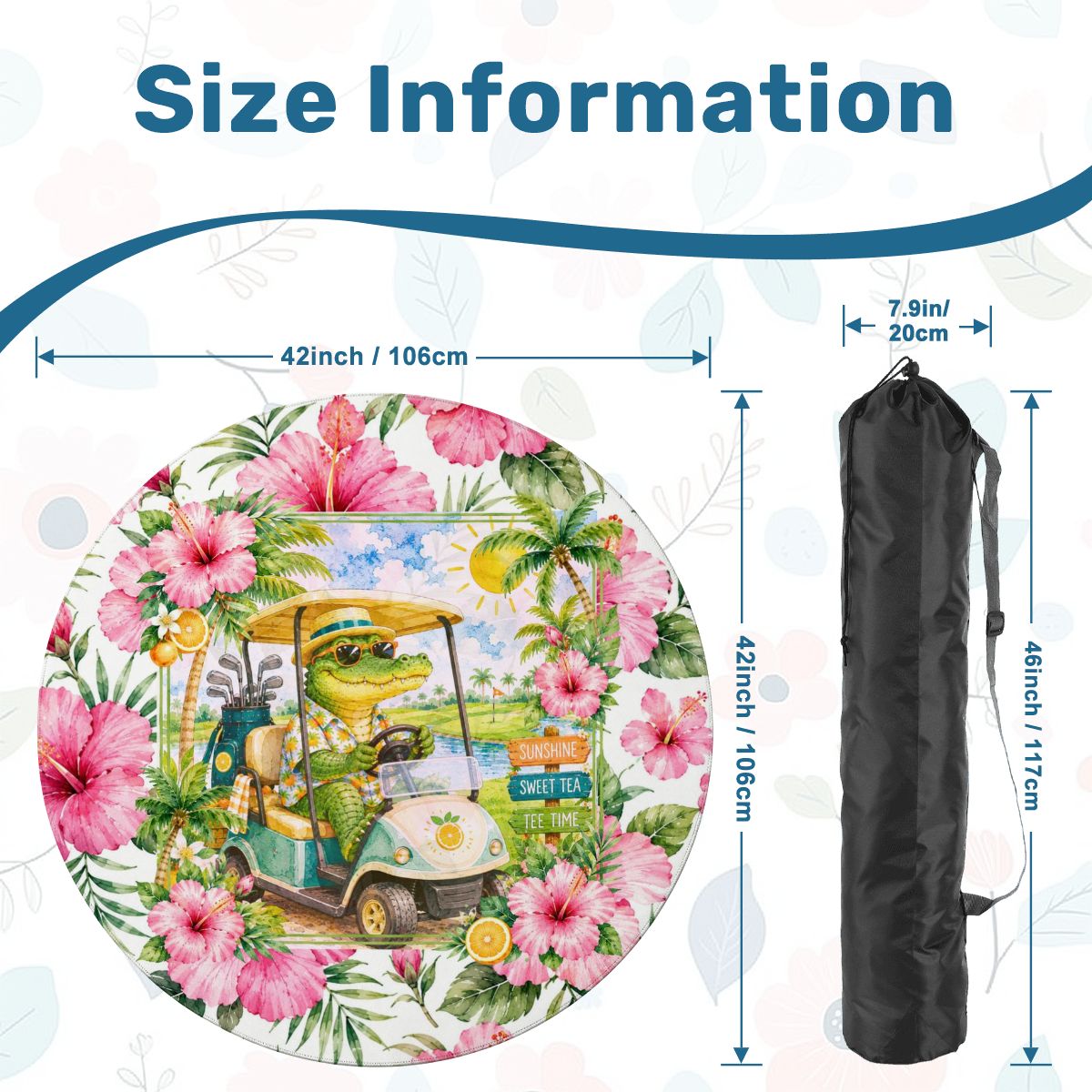 See Ya Later Alligator Tropical Floral Round Mahjong Mat