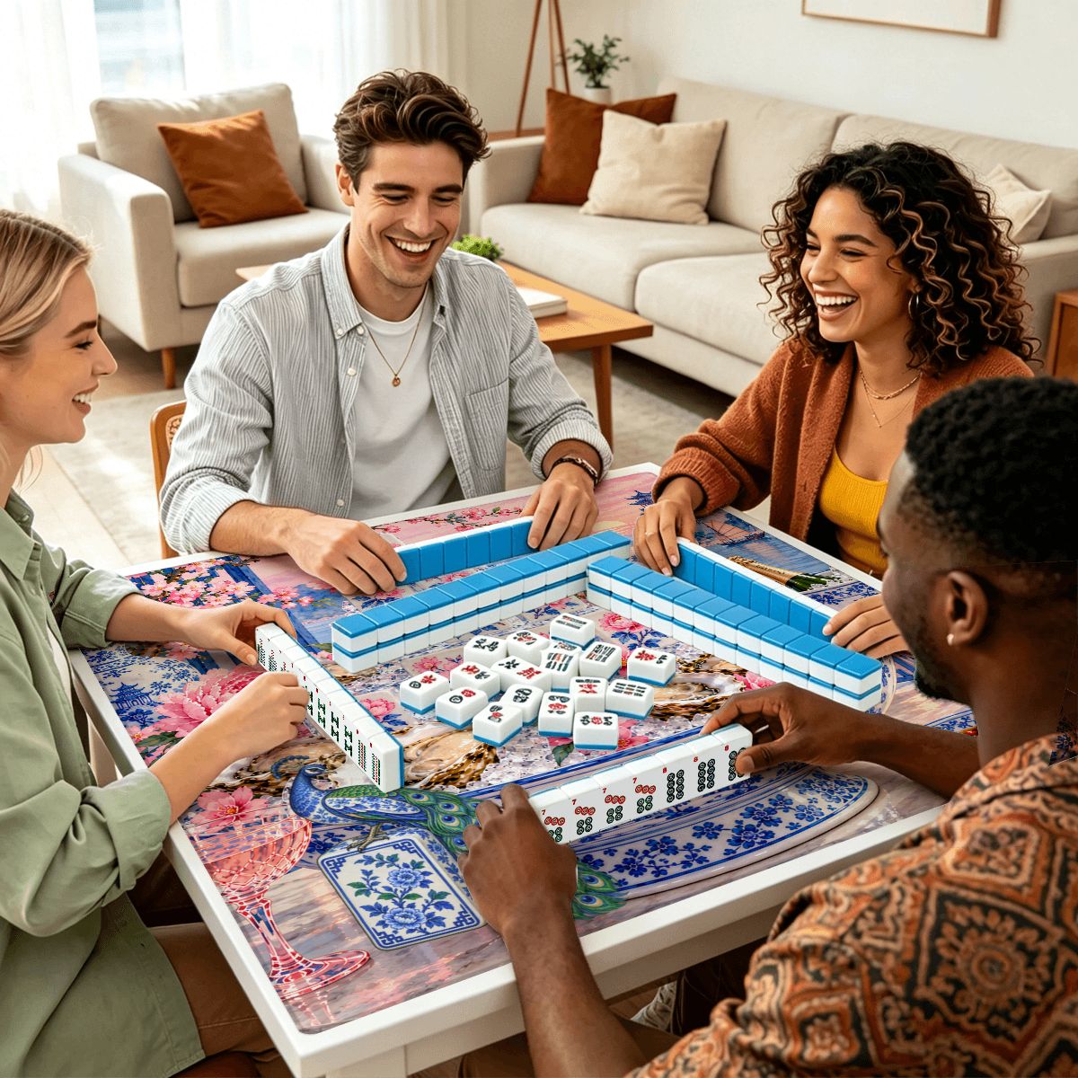 Pearls of the Mahj Sea Oyster Mahjong Mat Sleek Surface - Splash Of Mahj And Color Co.