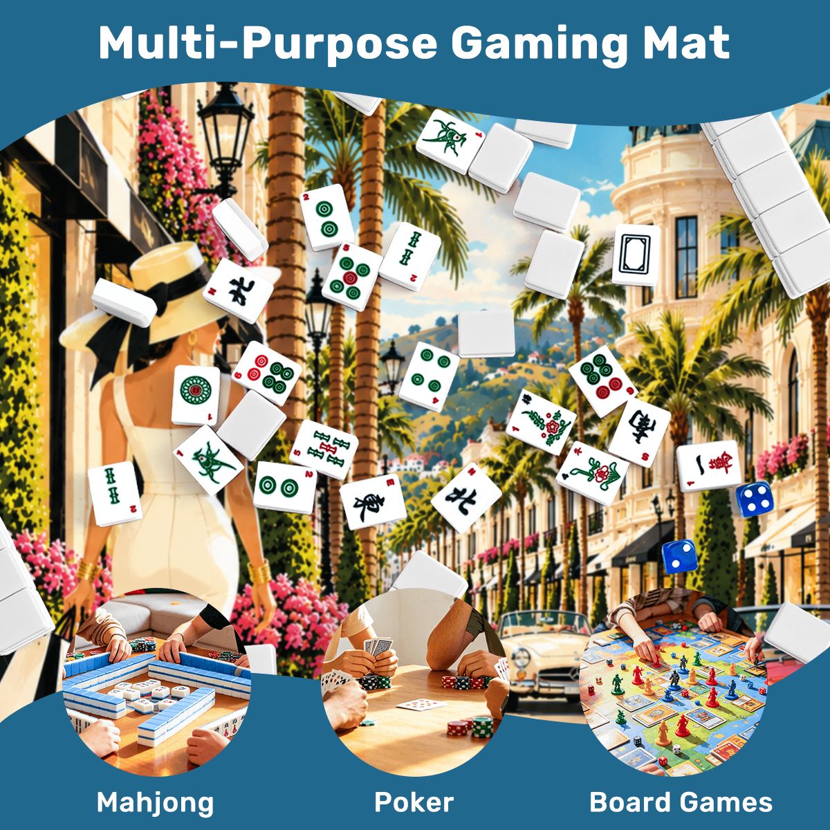 Big Mistake On Rodeo Drive Mahjong Mat Sleek Surface - Splash Of Mahj And Color Co.