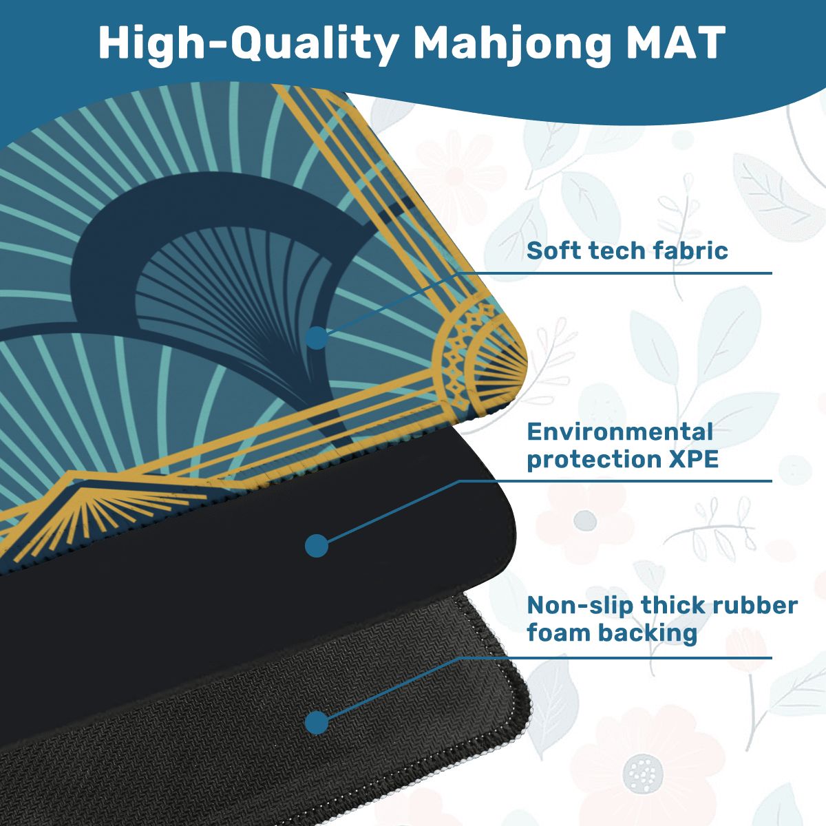 Art Deco Gilded Gold, Blue Speakeasy Collection Mahjong Mat - Splash of Color Co.