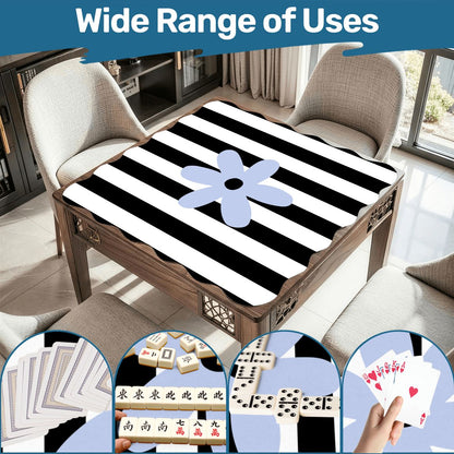 The Daisy Mae Black And White Striped Preppy Scalloped Mahjong Mat - Splash Of Mahj And Color Co.