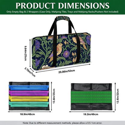 William Morris Inspired Quilted Mahjong Bag Set 3 Pcs - Splash Of Mahj And Color Co.