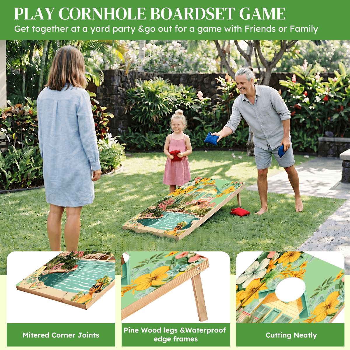 Nostalgic Coastal Beach House Cornhole Set 1Pcs