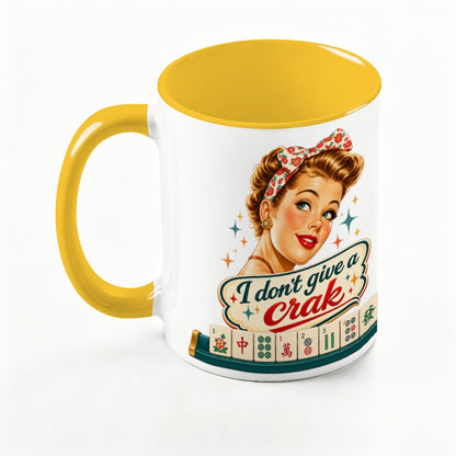 Funny Mahjong Mug, I Don't Give A Crak Large Colorful Mug (15oz)