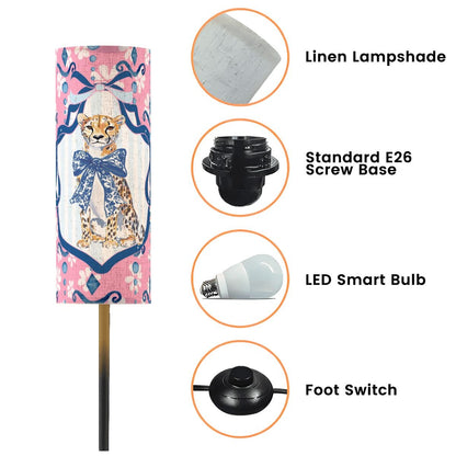 Charleston Cheetah, Modern Pink Floral Floor Reading Nook Lamp - Splash of Color Co.