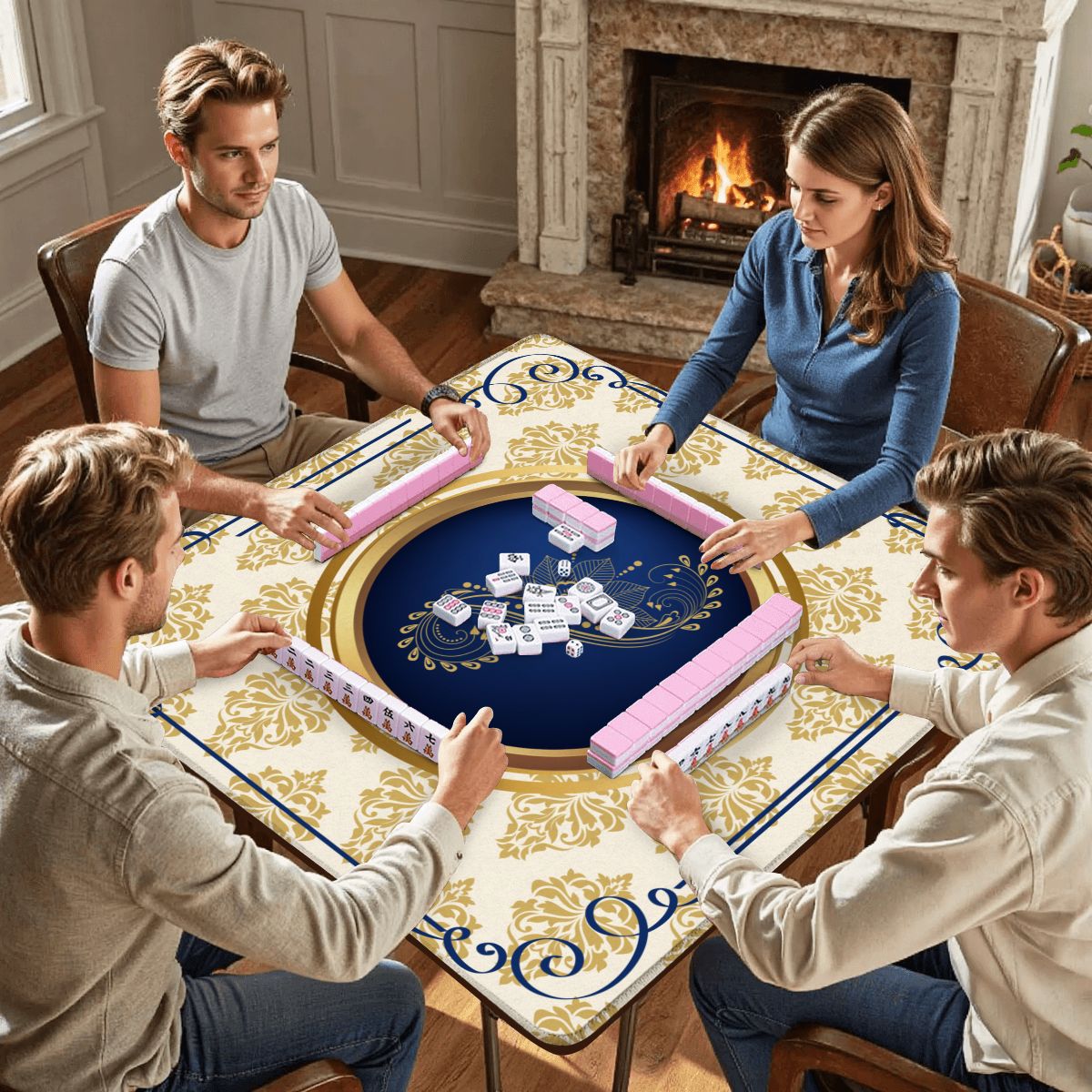 Art Deco Golden Gilded Brocade Mahjong Mat - Splash of Color Co.