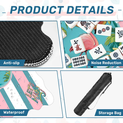 Let's Mahj Tropical Flaminog Pink And White Striped Scalloped Mahjong Mat - Splash of Color Co.