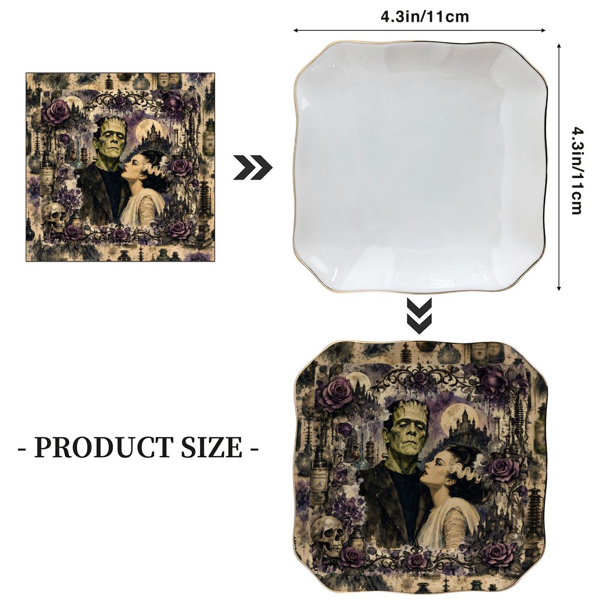Frankenbride Scalloped Ceramic Mahjong Dice Tray
